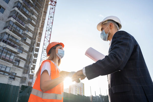 Building construction worker site with architect 23 2149124264