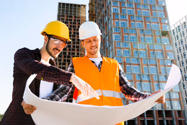 Medium shot low angle view engineer architect supervising construction 23 2148233757