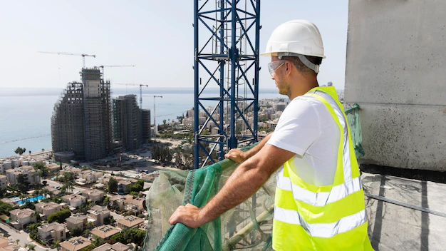 Outdoor construction worker looking away 23 2148784049